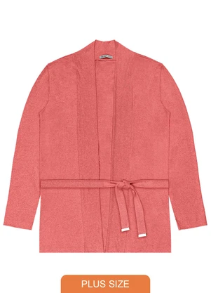 Secret Glam - Cardigan Feminino Plus Size em Tricot Laranja - SECRET GLAM