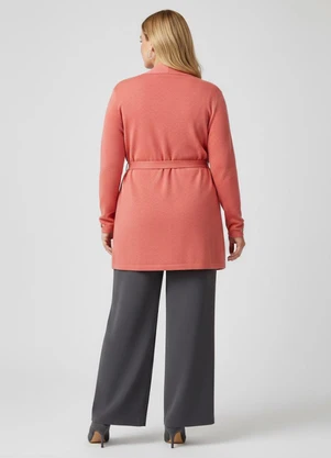 Secret Glam - Cardigan Feminino Plus Size em Tricot Laranja - SECRET GLAM