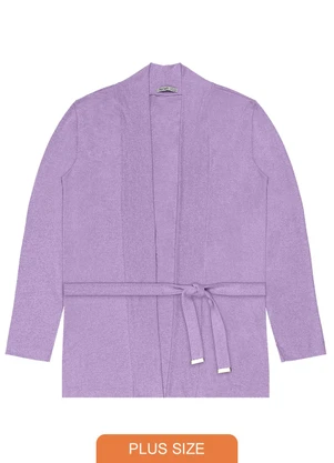 Secret Glam - Cardigan Feminino Plus Size em Tricot Roxo - SECRET GLAM