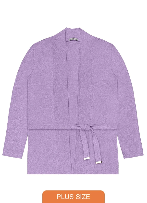 Secret Glam - Cardigan Feminino Plus Size em Tricot Roxo