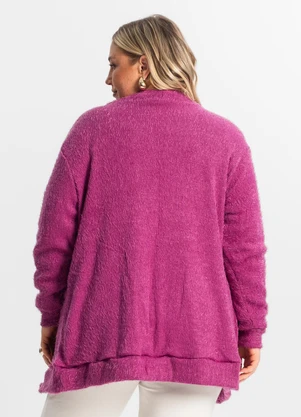 Secret Glam - Cardigan Feminino Plus Size em Tricot Roxo - SECRET GLAM