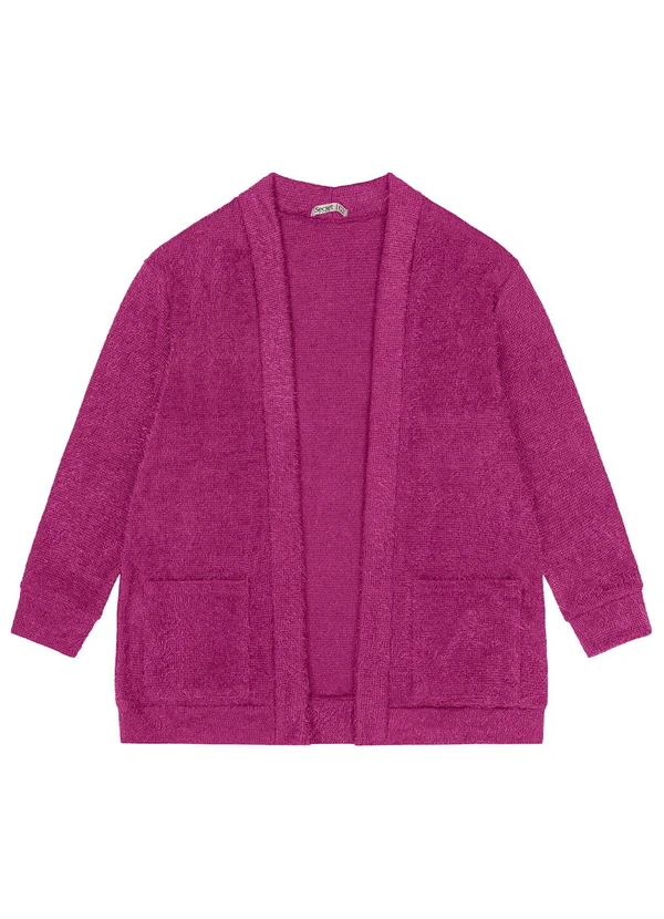 Secret Glam - Cardigan Feminino Plus Size em Tricot Roxo 4