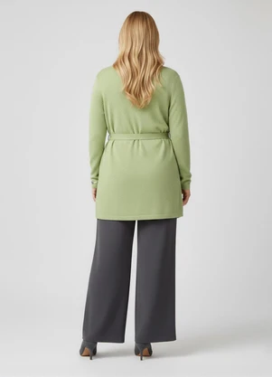 Secret Glam - Cardigan Feminino Plus Size em Tricot Verde - SECRET GLAM