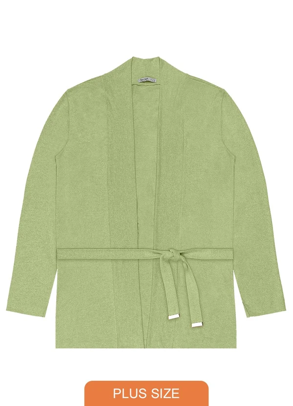 Secret Glam - Cardigan Feminino Plus Size em Tricot Verde