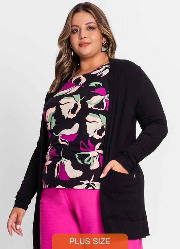 Secret Glam - Cardigan Feminino Plus Size Preto