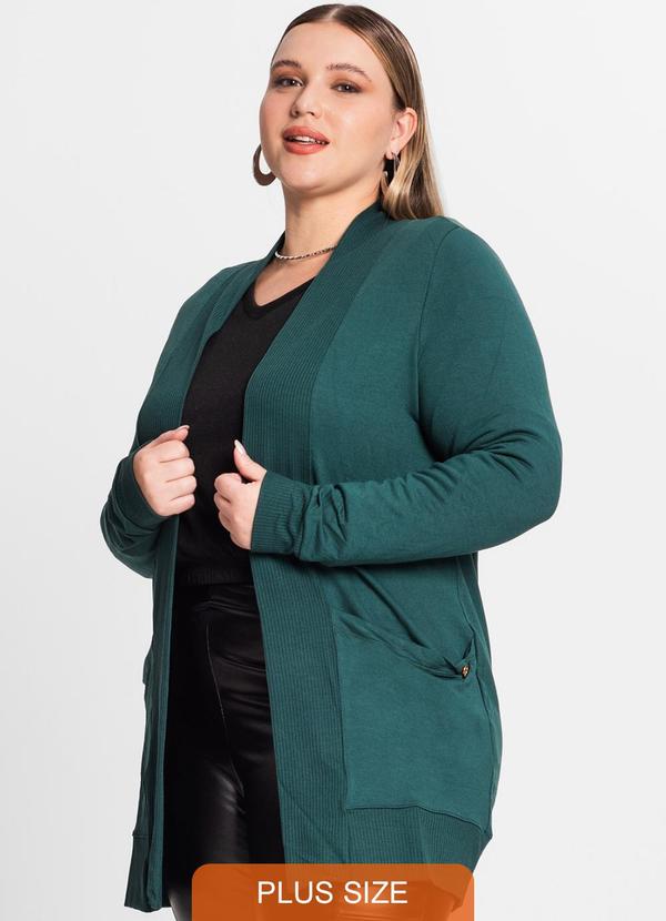 Secret Glam - Cardigan Feminino Plus Size Verde