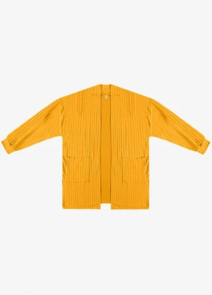 Infinita Cor - Cardigan Feminino Pluz Size Amarelo - INFINITA COR