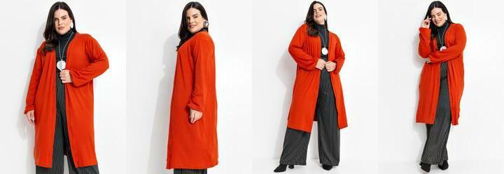 Cardigan Ferrugem em Malha Suede