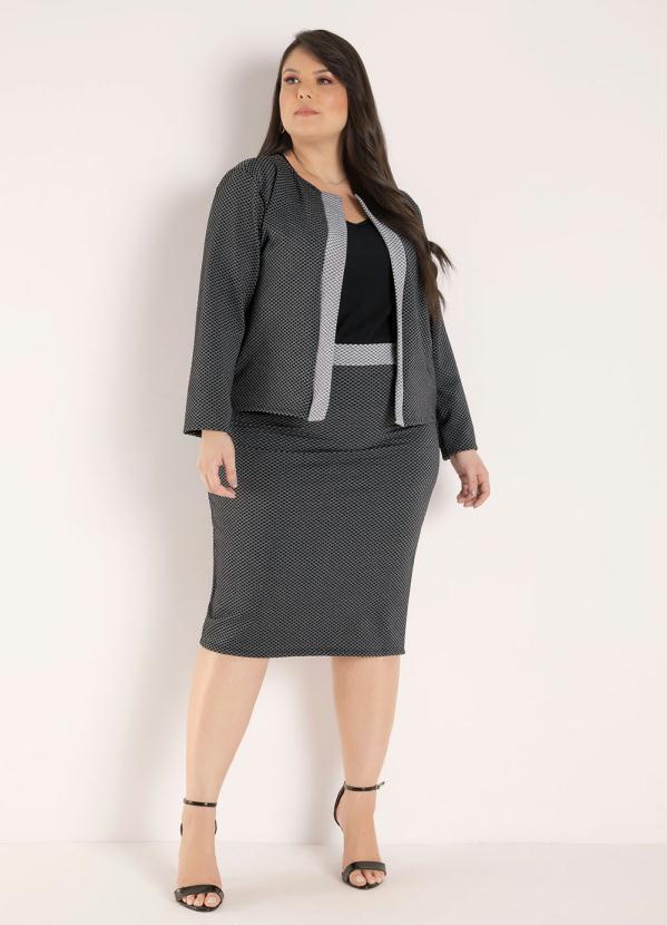 Marguerite - Cardigan Mescla em Malha Jacquard Plus Size 2