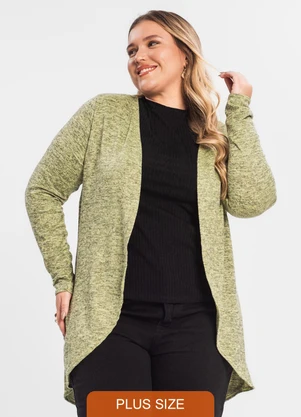 Rovitex - Cardigan Plus Alongado Infinita Cor Amarelo - ROVITEX