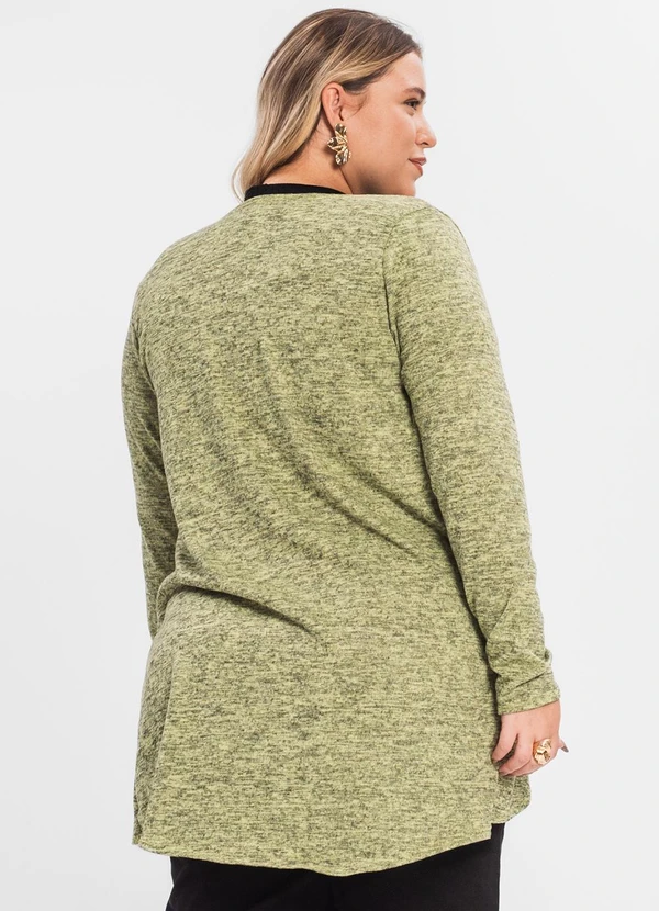 Rovitex - Cardigan Plus Alongado Infinita Cor Amarelo