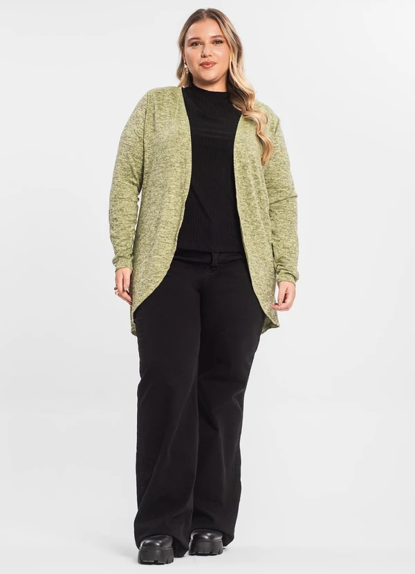 Rovitex - Cardigan Plus Alongado Infinita Cor Amarelo 3