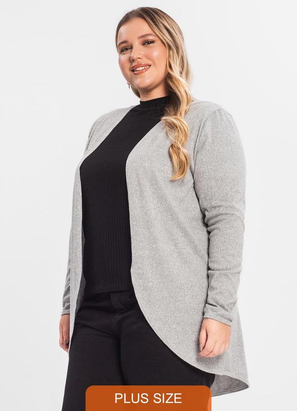 Rovitex - Cardigan Plus Alongado Infinita Cor Cinza 1