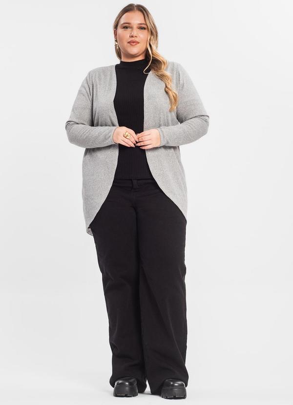 Rovitex - Cardigan Plus Alongado Infinita Cor Cinza 3