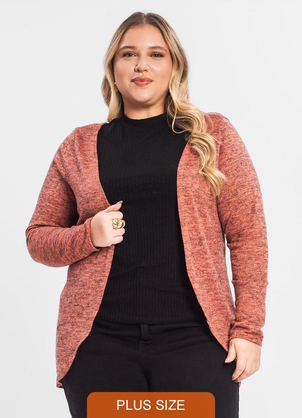 Rovitex - Cardigan Plus Alongado Infinita Cor Laranja