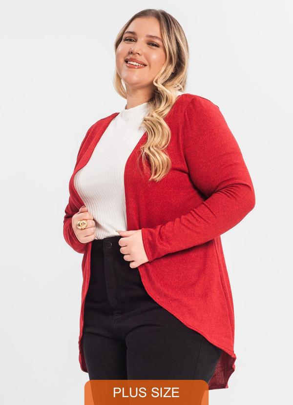 Rovitex - Cardigan Plus Alongado Infinita Cor Vermelho