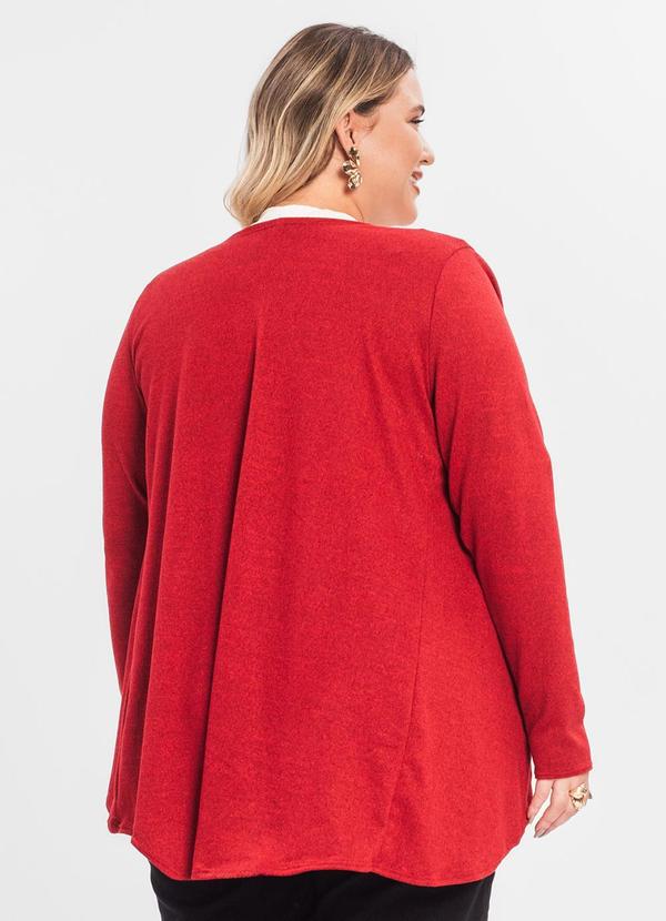 Rovitex - Cardigan Plus Alongado Infinita Cor Vermelho 1