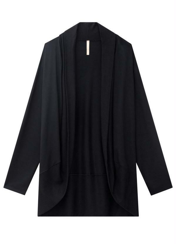 Lunender Mais Mulher - Cardigan Plus Size em Moletom Alongado Preto 4