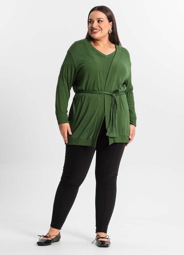 Secret Glam - Cardigan Plus Size Feminino Verde 1