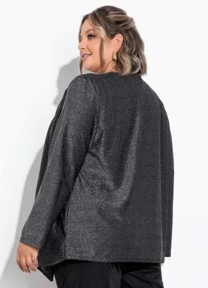 Marguerite - Cardigan Prata com Brilho Plus Size - MARGUERITE