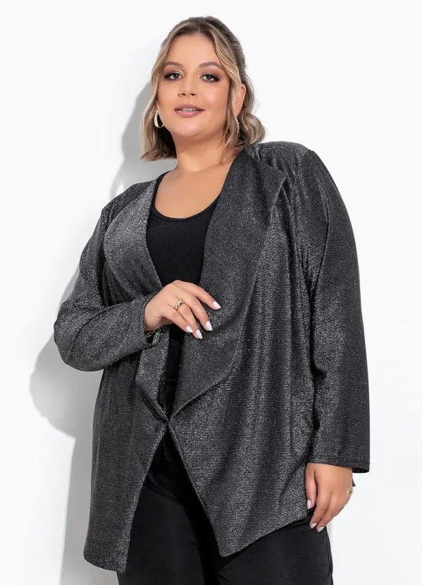 Marguerite - Cardigan Prata com Brilho Plus Size