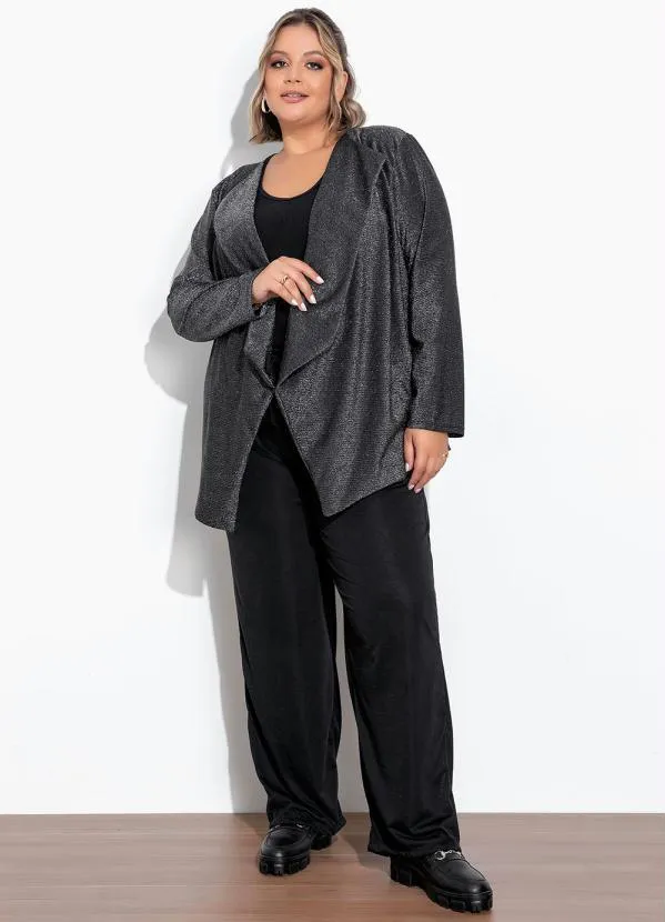 Marguerite - Cardigan Prata com Brilho Plus Size 3