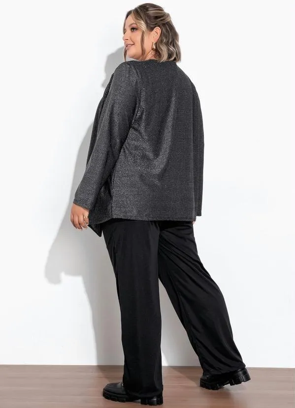 Marguerite - Cardigan Prata com Brilho Plus Size 4