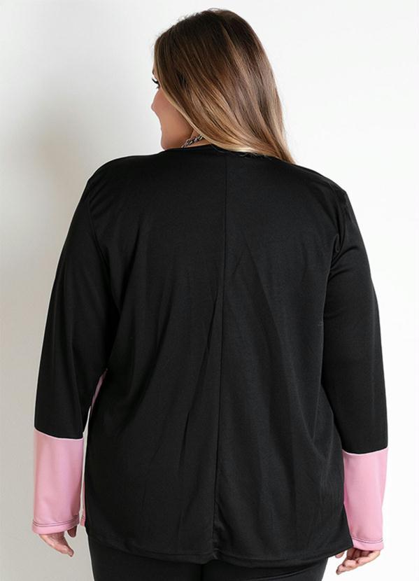 Marguerite - Cardigan Preto Branco e Rosa Plus Size 2