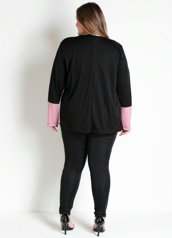 Marguerite - Cardigan Preto Branco e Rosa Plus Size 4