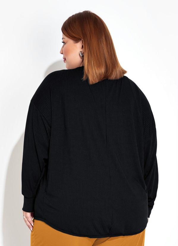 Marguerite - Cardigan Preto em Ribana Plus Size 3