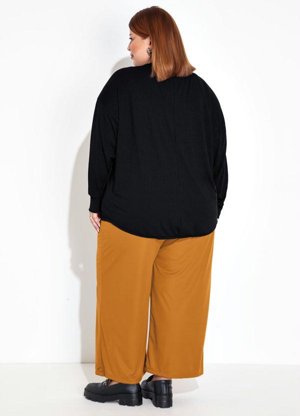 Marguerite - Cardigan Preto em Ribana Plus Size 1