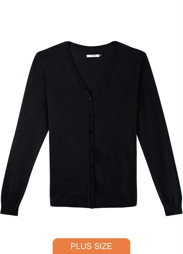 Malwee Plus - Cardigan Preto em Tricô
