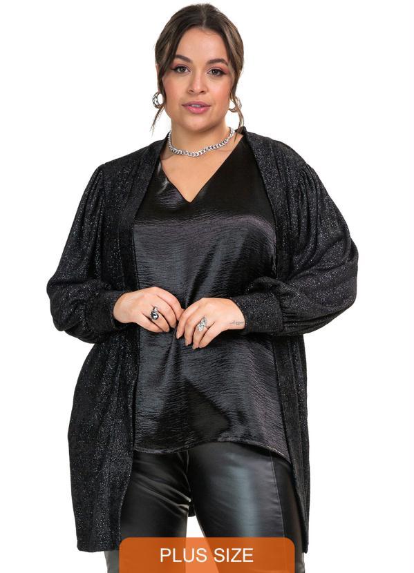 Secret Glam - Cardigan Tricot Shine Preto