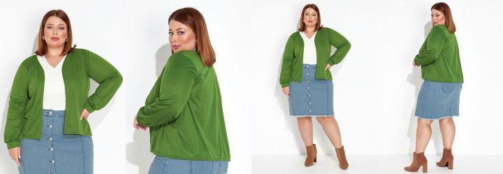 Cardigan Verde Alongado Plus Size