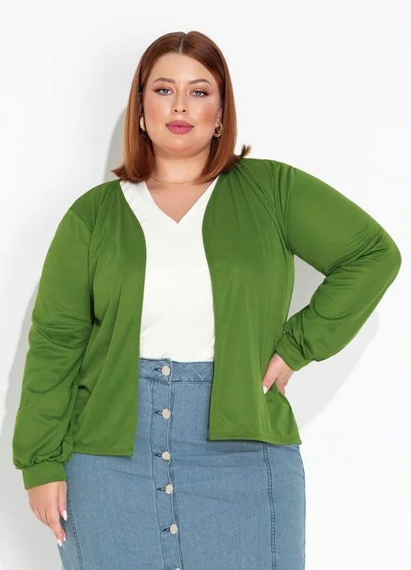 Marguerite - Cardigan Verde Alongado Plus Size