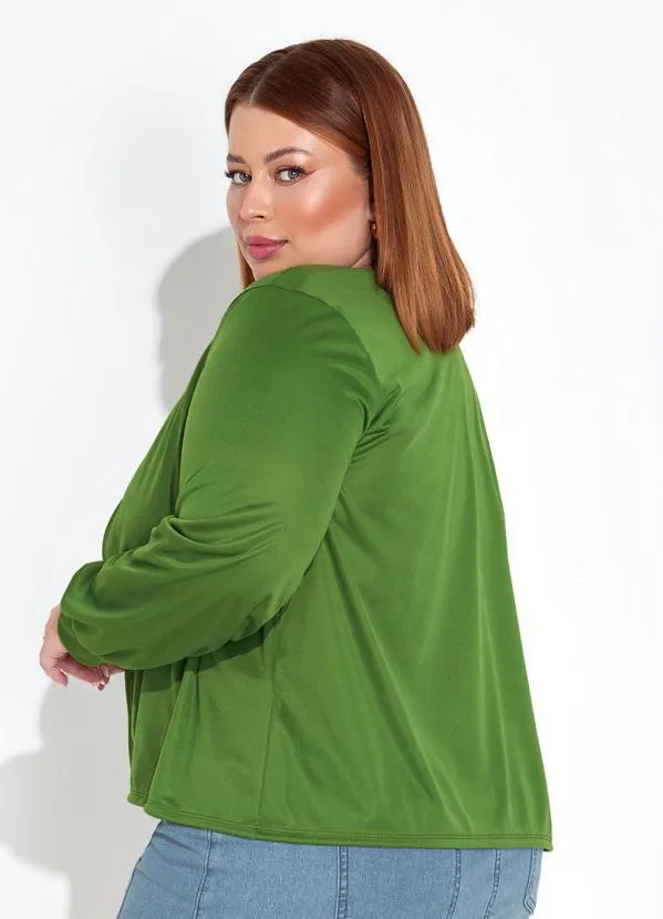 Marguerite - Cardigan Verde Alongado Plus Size 2