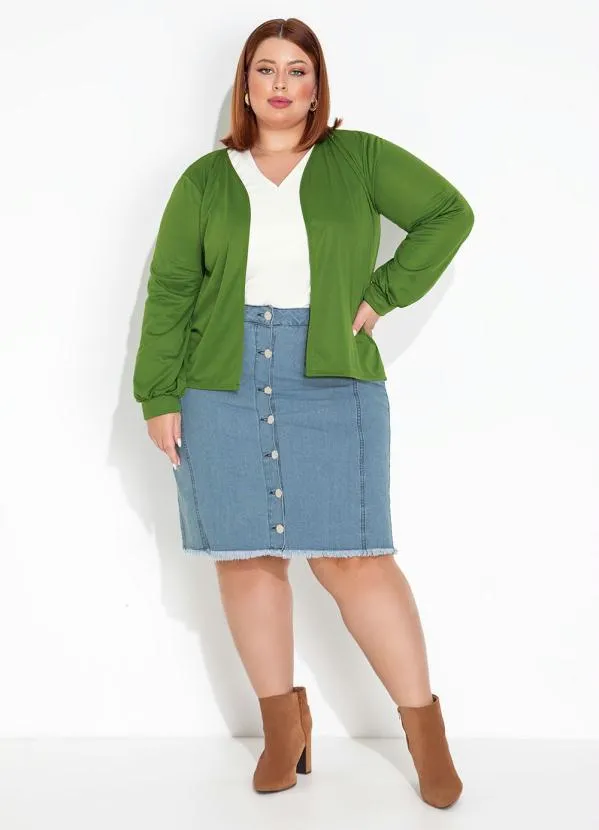 Marguerite - Cardigan Verde Alongado Plus Size 3
