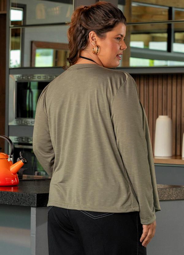 Marguerite - Cardigan Verde Militar em Malha Flamê 2