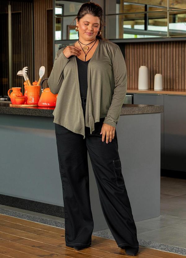 Marguerite - Cardigan Verde Militar em Malha Flamê 3