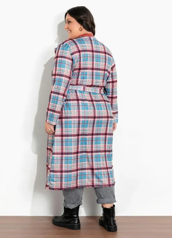 Marguerite - Cardigan Xadrez Marrom Faixa Grátis Plus Size 3