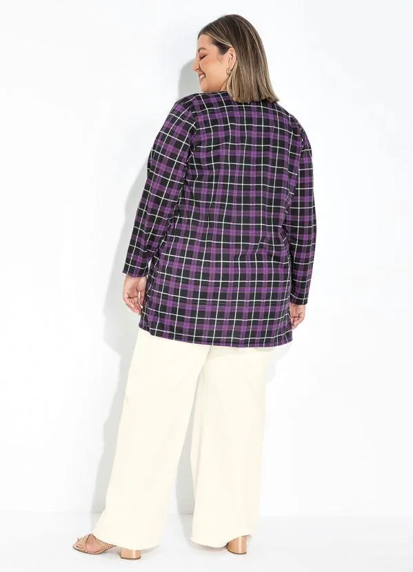 Marguerite - Cardigan Xadrez Roxo Plus Size 4