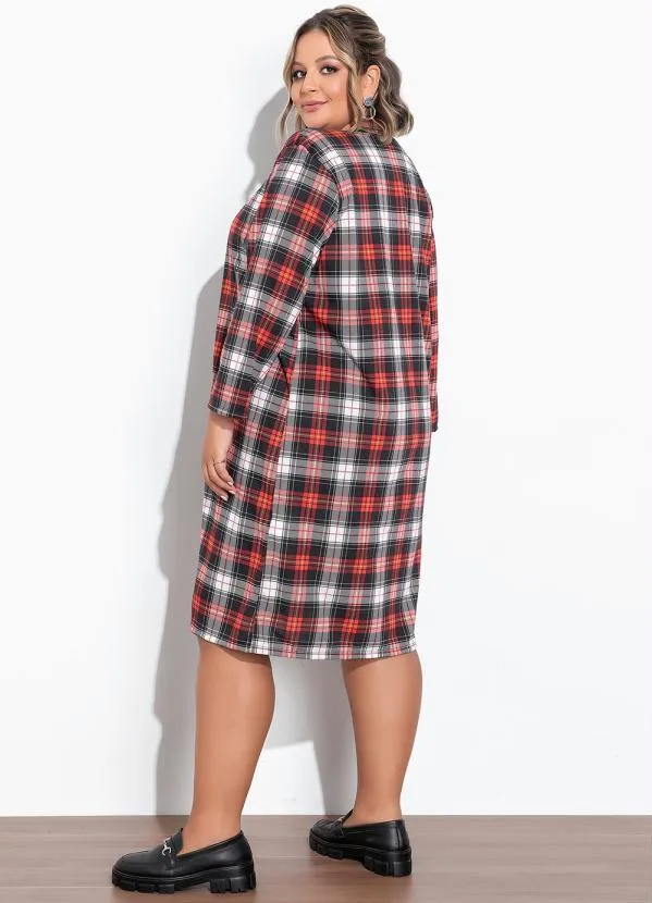 Marguerite - Cardigan Xadrez Vermelho Plus Size 2