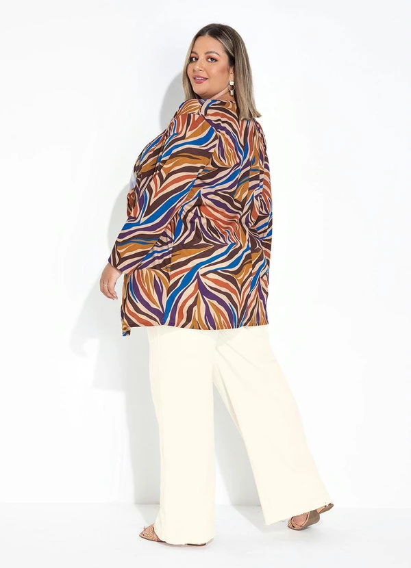 Marguerite - Cardigan Zebra Bege com Pontas Plus Size 2
