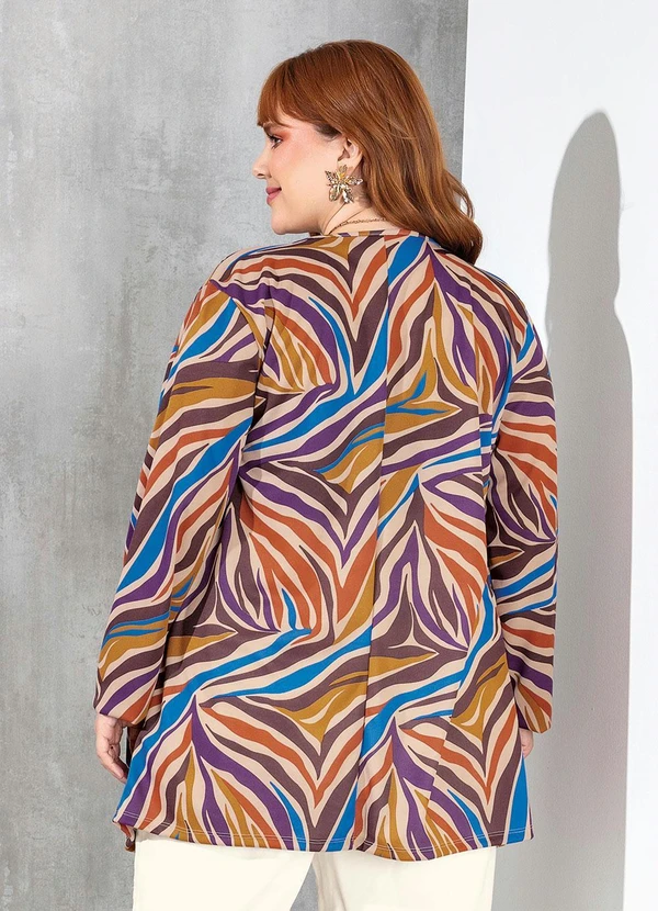 Marguerite - Cardigan Zebra Bege com Pontas Plus Size 4