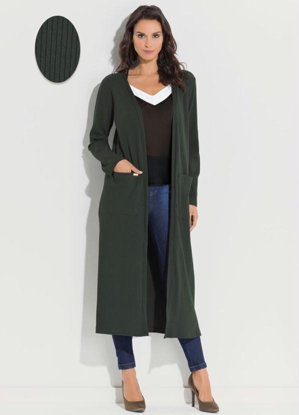Quintess - Casaco Alongado Verde com Bolsos Quintess