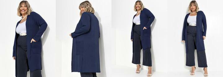 Casaco Azul Marinho em Canelado