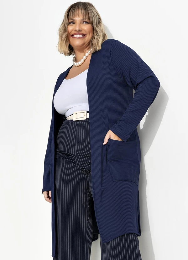 Marguerite - Casaco Azul Marinho em Canelado