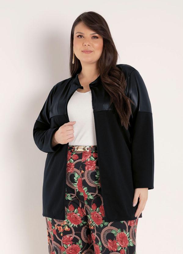 Outlet - Casaco Preto com Cirrê Plus Size 4