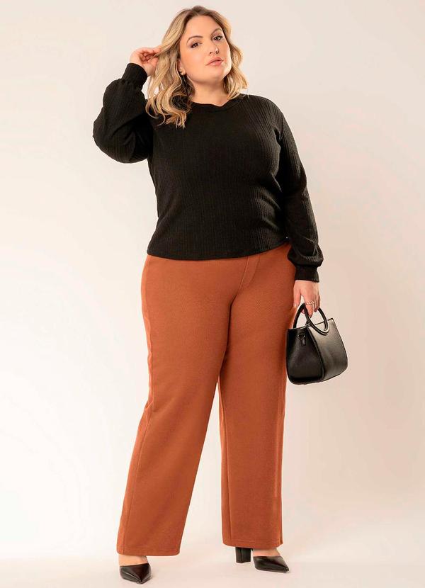 Cativa - Blusão Feminino Plus Size de Tricô Preto 2