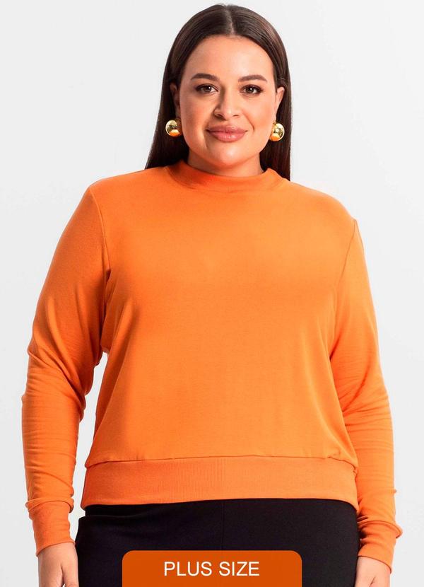 Secret Glam - Blusão Feminino Plus Size Manga Longa Laranja